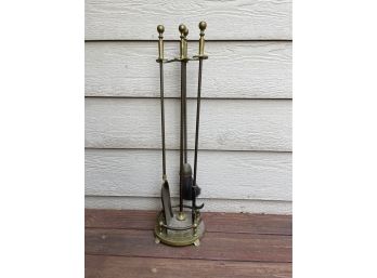Brass 4 Pc. Fireplace Tool Set
