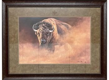 Large Signed & Numbered Limited Edition Buffalo Print By Edward Aldrich Golden Colorado With Custom Matting