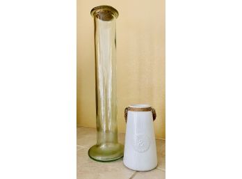 Tall Cylinder Vase With Small White Vase