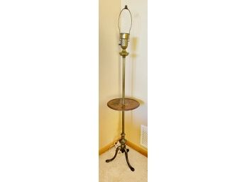 Vintage Brass Table Lamp With Wood Table- NO SHADE