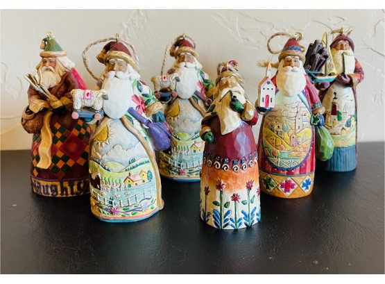 Six Jim Shore Santa Ornaments