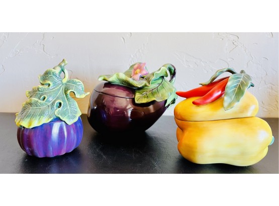 Fitz & Floyd Decorative Lidded Vegetable Jars