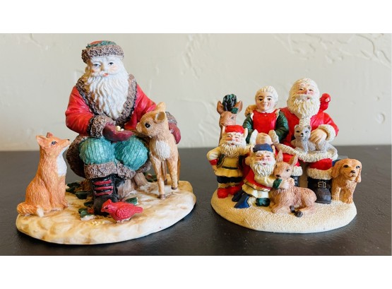 2 Midwest Importers Resin Santa Figurines