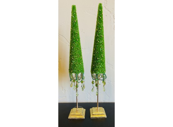 Two Decorative Pencil Trees On Stands