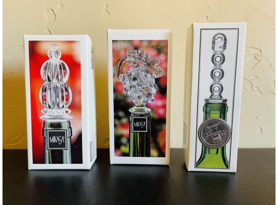Three Piece Mikasa Glass Bottle Toppers