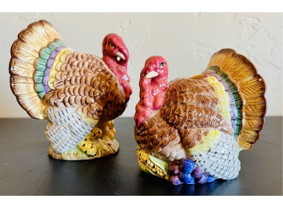 Fitz & Floyd 'autumn Bounty' Ceramic Turkey Candleholders