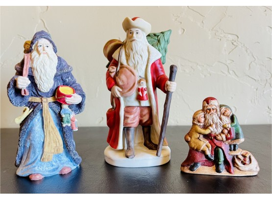 3 Ceramic & Resin Santa Figurines