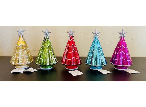 Five Lighted Glass Trees