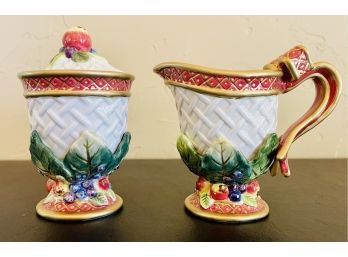 Fitz & Floyd Holiday Swan Sugar & Creamer Set