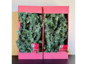 2 NIB Home Accents Holidays 20 Ft. Pre-lit Noble Fir Garlands