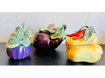 Fitz & Floyd Decorative Lidded Vegetable Jars