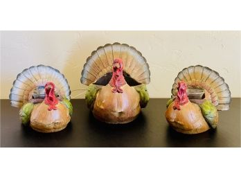 Turkey Table Decor With Container And Candleholders