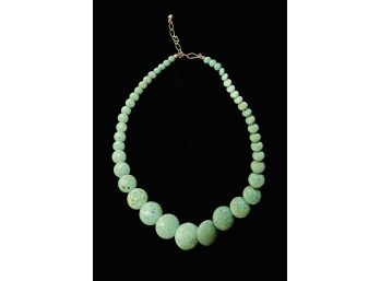 18' Round Disk Turquoise Necklace With 925 Clasp