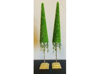 Two Decorative Pencil Trees On Stands