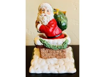 Musical Ceramic Santa In Chimney