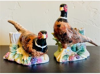 2 Fitz And Floyd Pheasant Candle Holders
