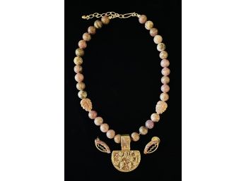 Lepidolite Necklace & Earrings Set