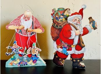 2 San Fransisco Music Box Co. Musical Wood Santas