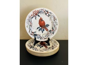 Five Piece Lennox 'Winter Greetings Cardinal' Plates