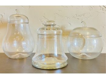 Three Glass Lidded Jars