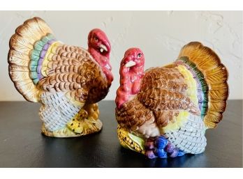 Fitz & Floyd 'autumn Bounty' Ceramic Turkey Candleholders