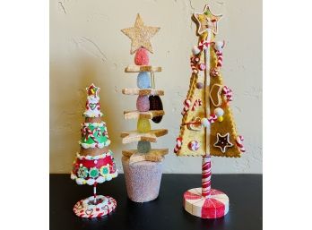 3 Gingerbread Decorative Trees