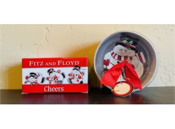 2 Piece  Fitz And Floyd Cheers Lot With Bowl And 3 Tumblers