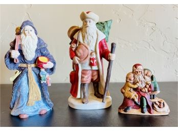 3 Ceramic & Resin Santa Figurines