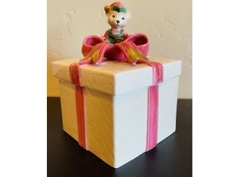 Ceramic Gift Box With Ribbons And Mouse