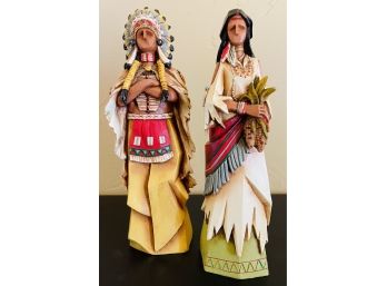 Native American Man & Woman Resin Figurines