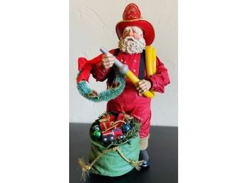 Firefighter Santa Papier Mache Figure