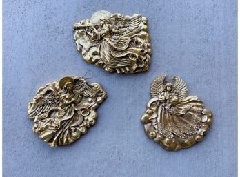 Three Piece New Goldtone 12 Inch Wall Christmas Decor