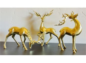 3 Gold Tone Resin Decorative Deer