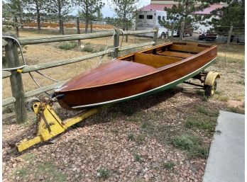Stunning Vintage Oak /row Motor Boat