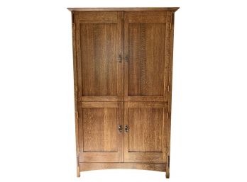 Handcrafted Solid Oak Mission Style Armoire By Gene Southard