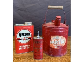 Gas Can, Household Oil, Outboard Motor Oil