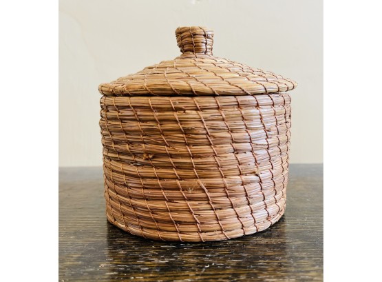 Lidded Pine Needle Basket