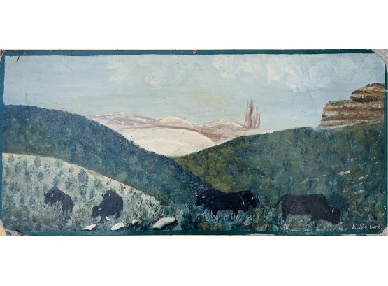 Seibert Signed Oil On Board With Bison