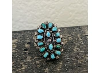 Unmarked Vintage Sterling Silver And Turquoise Ring