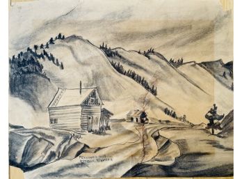 Farncomb Hill By June Richtarin Pencil On Paper (Damaged)