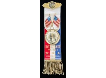 Great Old Fraternal Lodge Pin With Flags