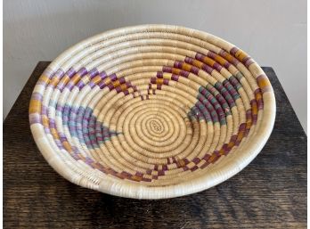 Polychrome Basket With Turquoise And Purple Colors
