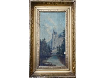 Framed Oil On Canvas Of Victorian Mountain Landscape