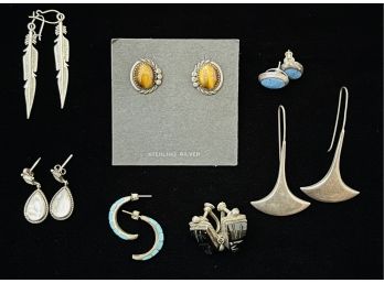 Lot Of 7 Pair Of Sterling Silver Earrings