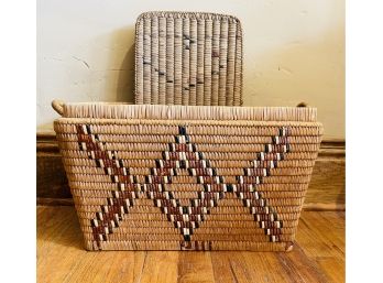 Large Salish Native American Basket Box With Lid