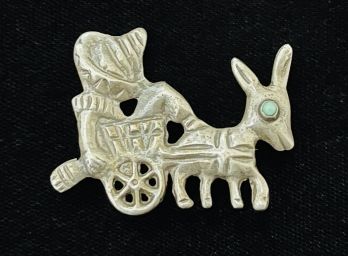 Sterling Silver And Turquoise Burro Pin
