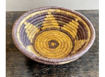 Shallow Yellow And Brown Woven Bowl