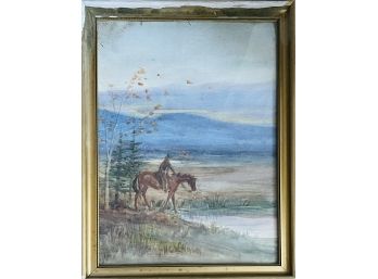 McWilliams Signed Watercolor Cowboy Painting
