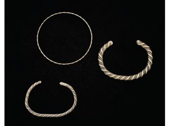 Three Twisted Wire Navajo Sterling Silver Bracelets