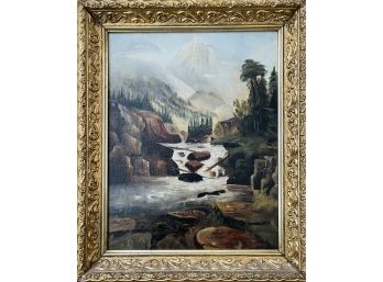 Framed Victorian Painting 'Mount Of The Holy Cross' Oil On Canvas- Signed WD Lewis